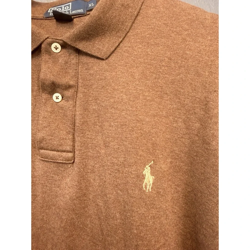 Polo Ralph Lauren Shirt Mens XL Brown Heather Pony Long Sleeve Rugby Preppy